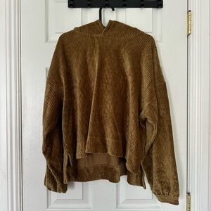Aerie Brown Green Corduroy Women's Hooded Pullover